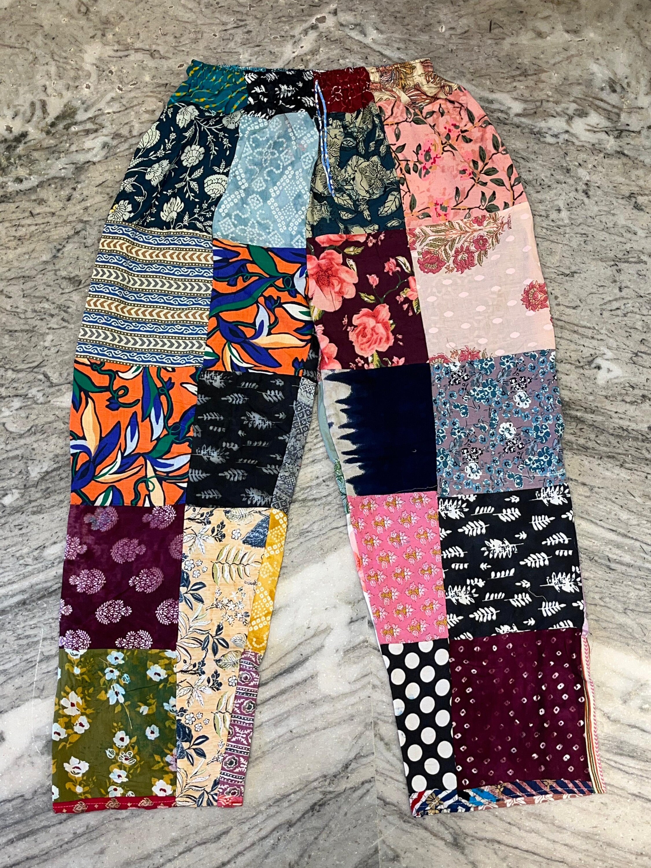 Handmade Cotton Patchwork Palazzo Pants: Boho Hippie