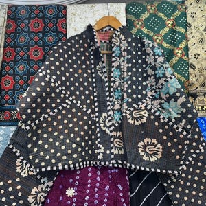 Handmade Quilted Kantha Jacket: Reversible Bohemian Cotton Coat image 3