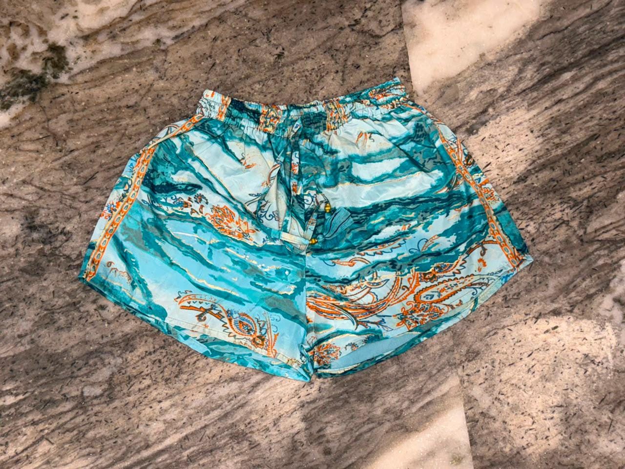 Handmade Silk Boho Shorts: Floral Hippie Loungewear