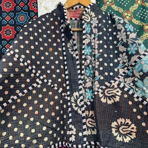Handmade Quilted Kantha Jacket: Reversible Bohemian Cotton Coat image 2