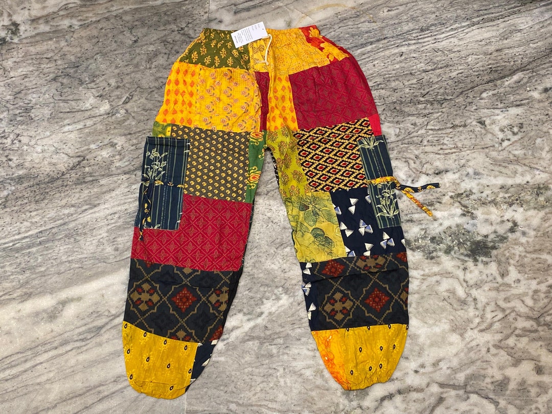Boho Hippie Patchwork Pants, Handmade Patch Cargo Trousers, Hippie ...