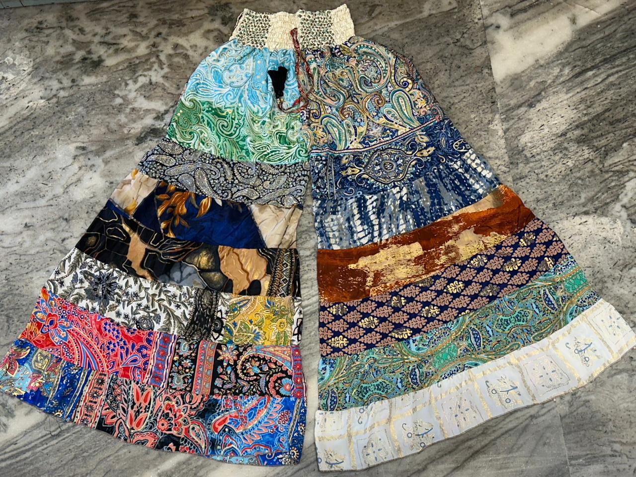 Pantaloni Donna Vivicastle Boho Hippie A Gamba Larga Svasati - Multicolore, Taglia L