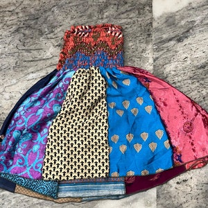 Boho Skirt Short Women's Designer Colorful Beach Wear Shorts, Soft Night Wear Shorts, Patchwork Shorts, Silk Saree Layer Patch Work Short image 6