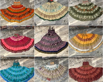 Groothandel veel flowy patchwork rok, Boho lange maxi rok, gelaagde laag rok, hippie Boho Festival rok, meerlaagse gelaagde rok