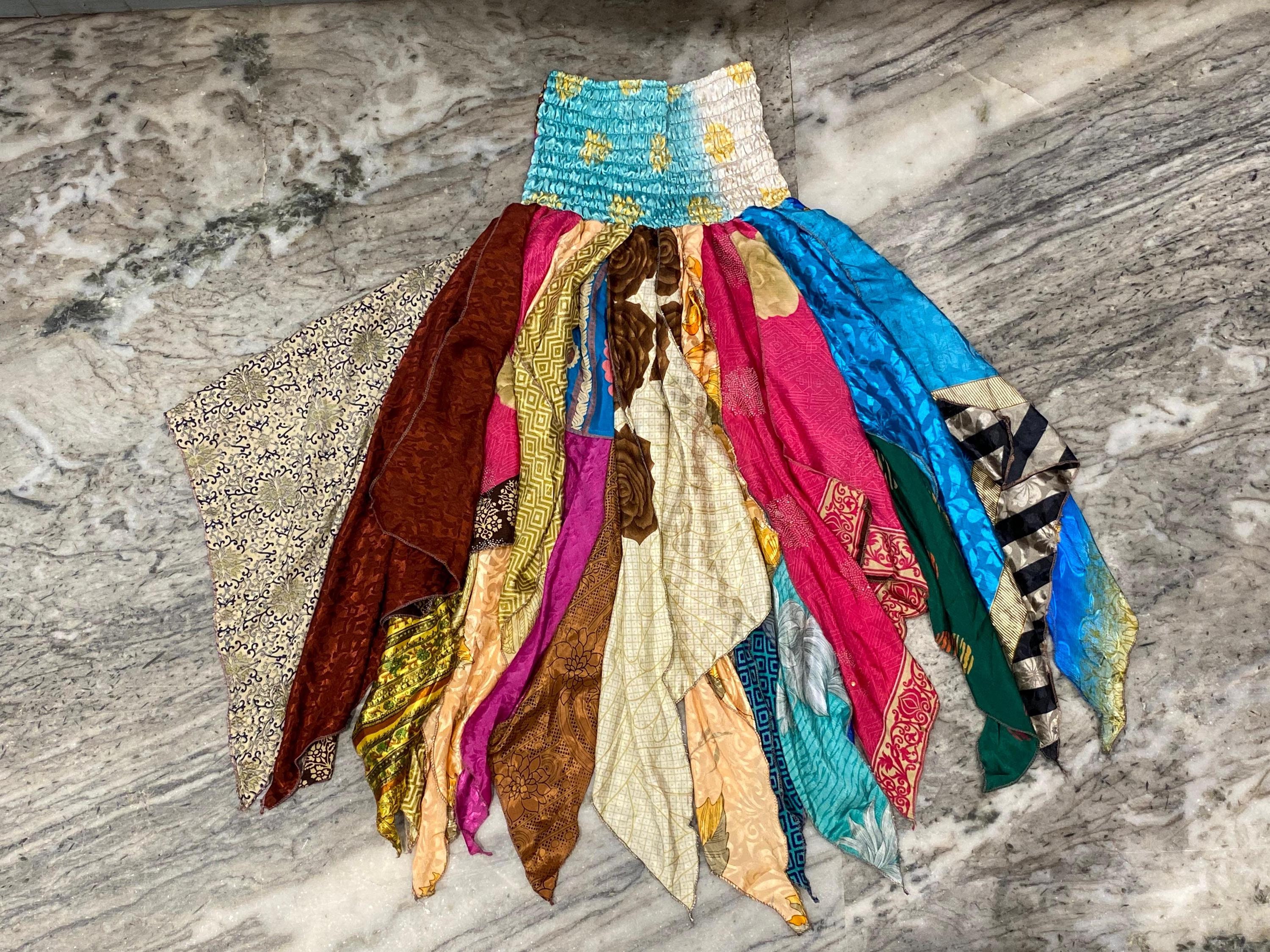 Tribal Sustainable Scarf Skirt/ Silk Long Scarp Skirt/ One Tribal Sustainable Scarf Skirt/ Silk Long Scarp Skirt/ One