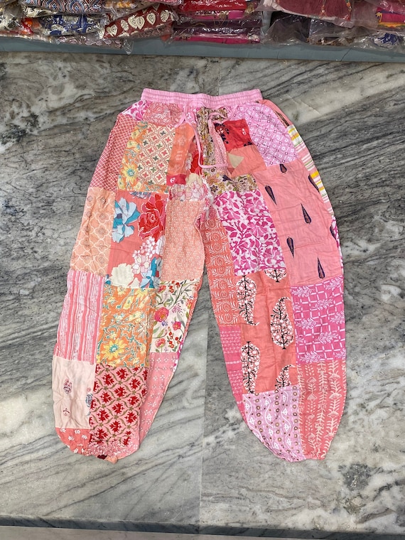 Boho patchwork trouser pants summer beach hippie pants Beach wear pants Patchwork yoga pants Harem joggers pajama pants