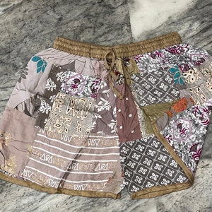 Handgefertigte Unisex-Boho-Patchwork-Shorts, Rayon-Festival-Kleidung, Sommer-Strandbekleidung, Yoga-Shorts, Hippie-Patchwork-Shorts, Herren und Damen-Shorts Bild 4