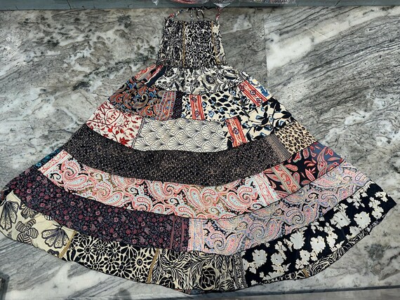 Flowy Patchwork Skirt 2 in 1 Bohemian Long Maxi Dress Flowy Patchwork Skirt 2 in 1 Bohemian Long Maxi Dress