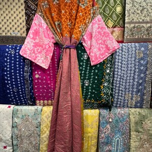 Handmade Recycled Silk Patchwork Kimono Robe: Boho Beach Cover Up image 8