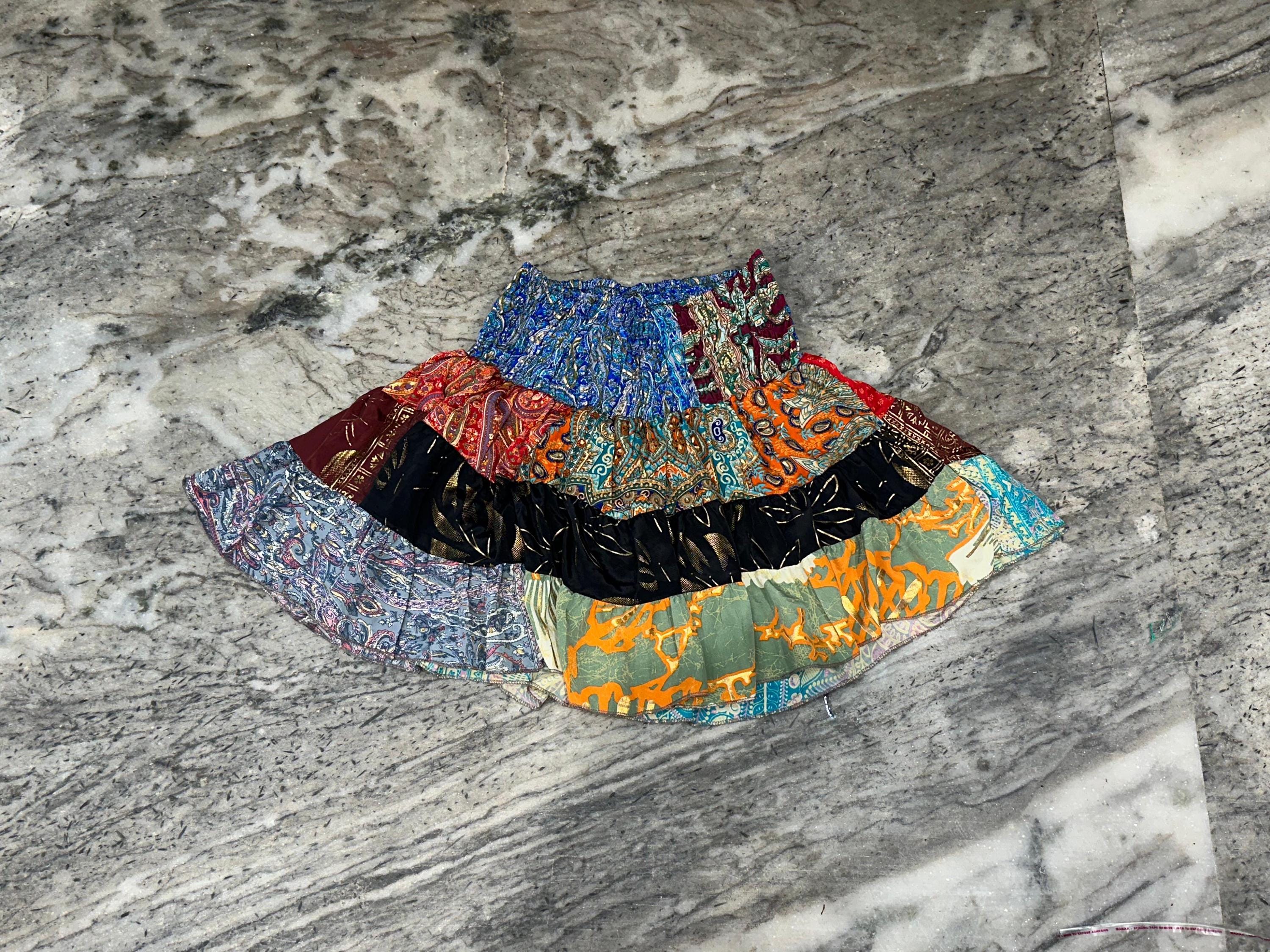 Handmade Patchwork Silk Mini Skirt: Bohemian Recycled Fabric - Etsy