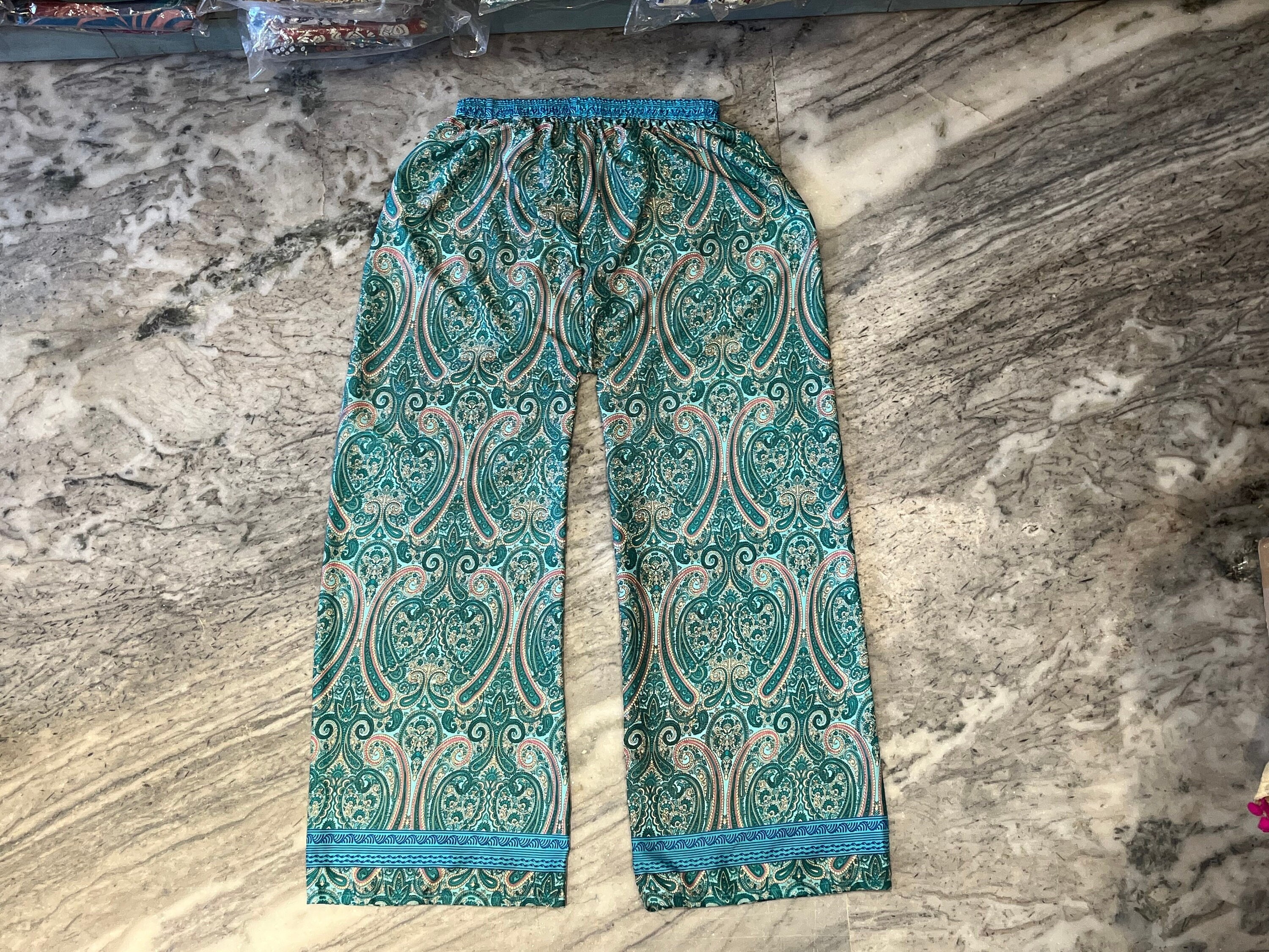Nepali Cotton Solid Double Layer Palazzo Pants, Wide Leg Pants