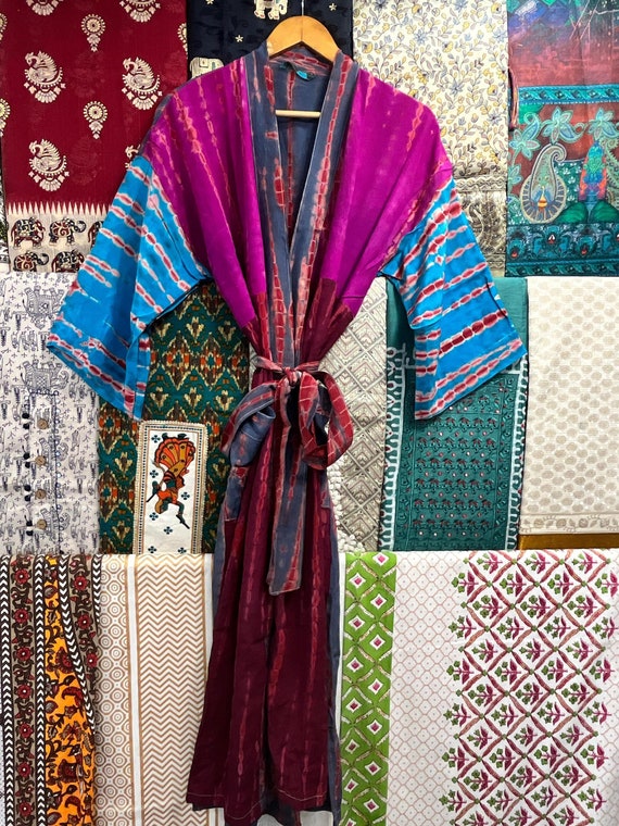 Hand Dyed Silk Kimono Robe: Luxury Tie Dye Resort Wear