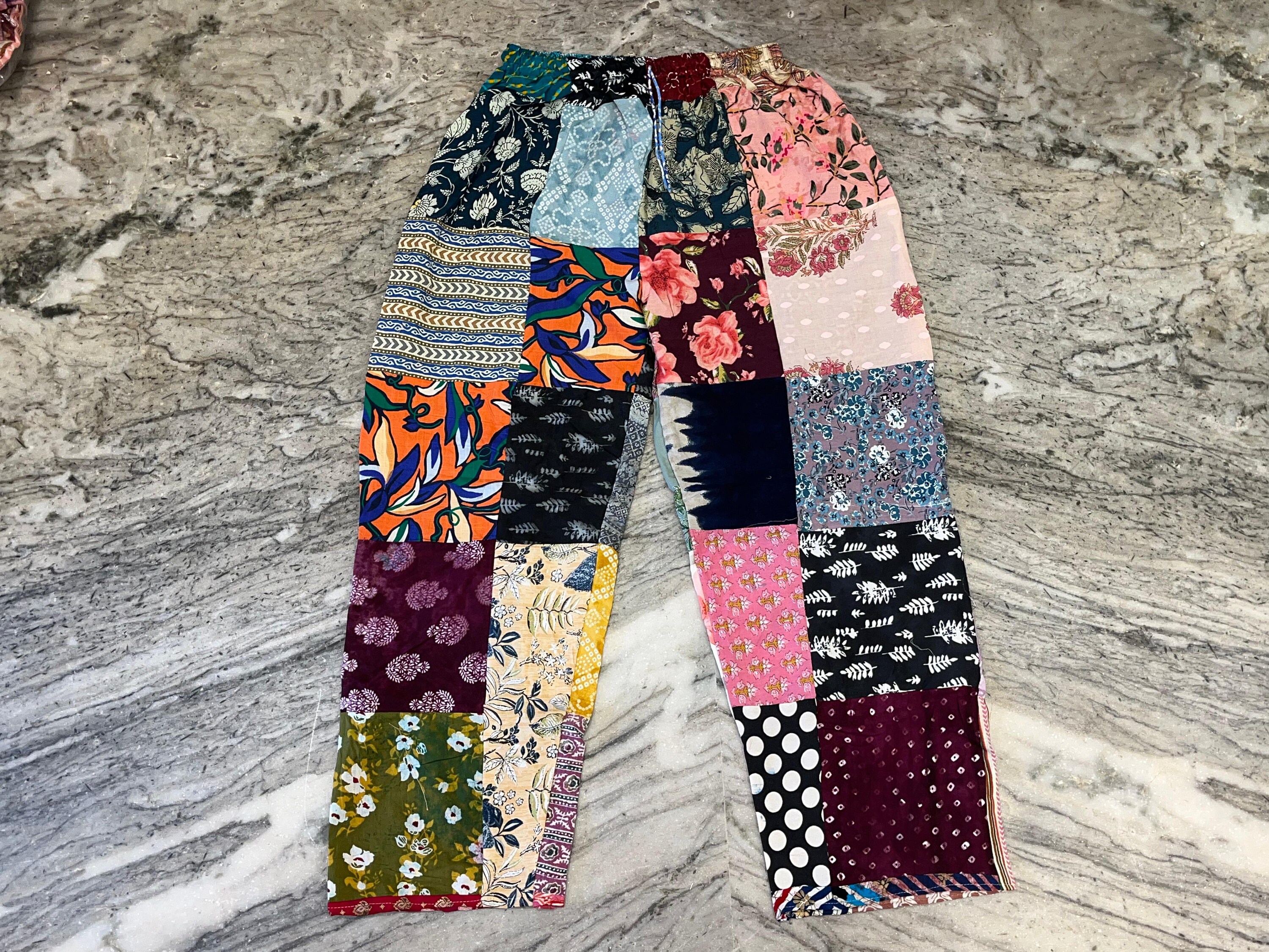 き*よ様 Embroidery Patchwork Trousers 36 Y's KHADI COLLECTION]PATCHWORK WIDE PANTS(XS Black): Vintage