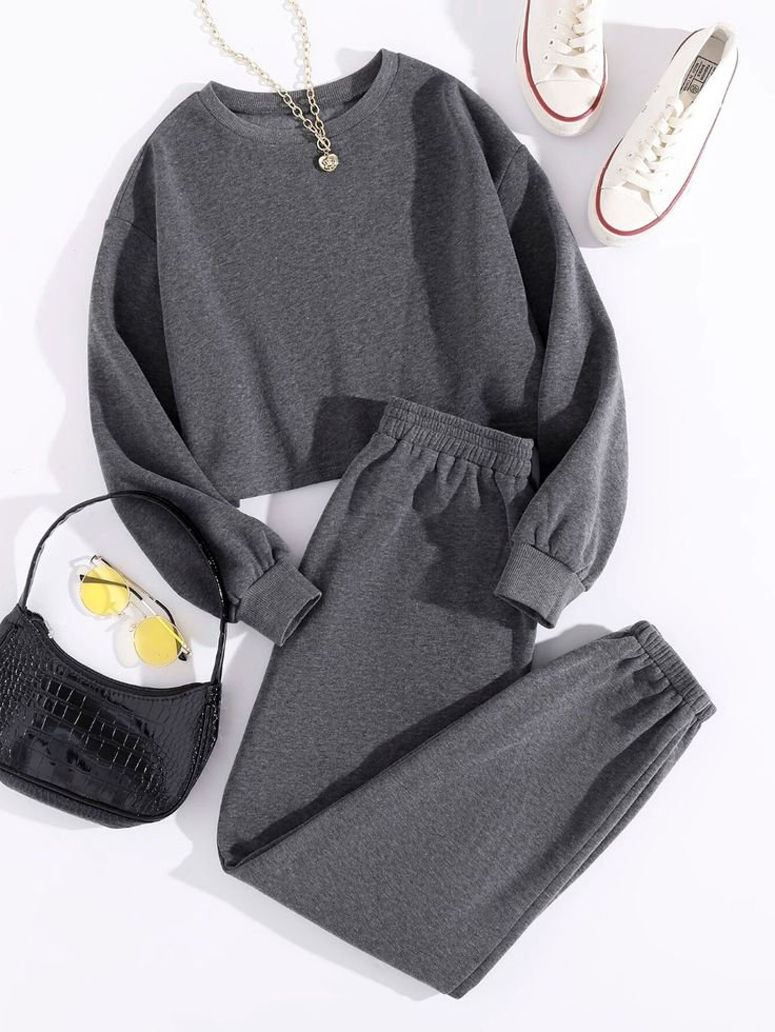 Crop Sweatshirt & Sweatpants Set gifts for Her 2 Piece Lounge Wear - Etsy