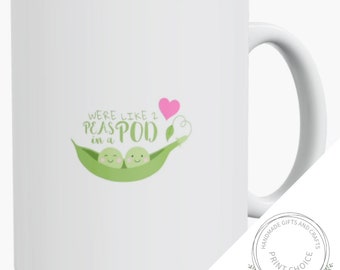 Taza de corazón de guisantes en vaina