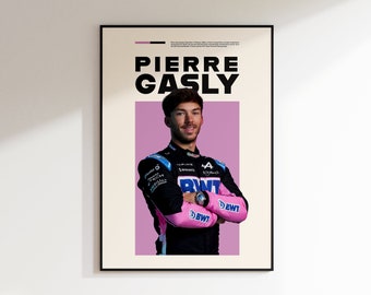 Affiche Pierre Gasly, Alpine F1 minimalist, impression d'art Pierre Gasly, art mural bureau, art de la chambre à coucher, affiche cadeau, affiches formule 1