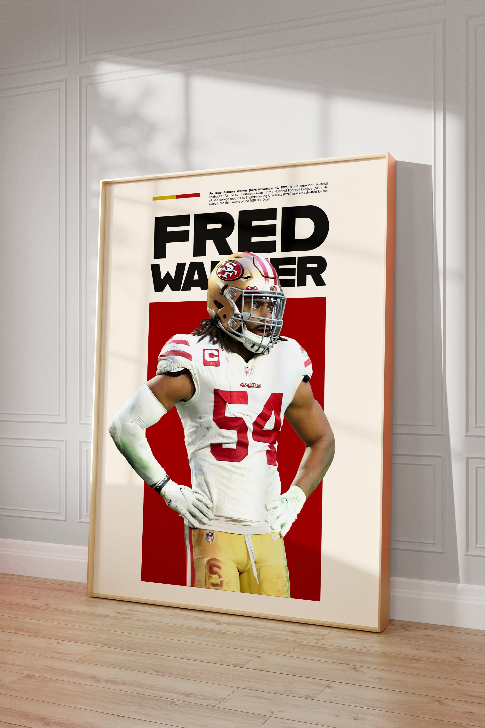 Football Fred Warner Byu Jersey Fred Warner Poster, NFL Minimalist
