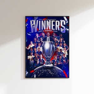 PSG Champion Poster, PSG Poster Gift, Football Fan Art Print, Football Decor of PSG Fan, Super Cup Champion, Paris Saint Germain poster