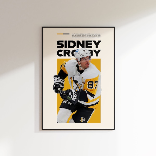 Sidney Crosby Poster, NHL Minimalist, Sidney Crosby Print Art, Office Wall Art, Bedroom art, Gift Poster, Pittsburgh Penguins