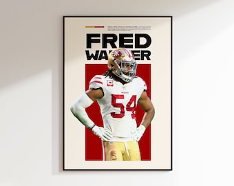 Fred Warner Poster, NFL Minimalist, Fred Warner Print Art, Office Wall Art, Bedroom art, Gift Poster, San Francisco 49ers.