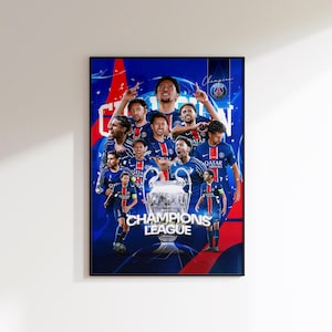 PSG Champions League Poster, Paris Saint Germain Poster Gift, Football Fan Art Print, Football Decor of PSG Fan, UCL Champion, 2025