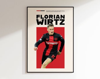 Florian Wirtz Poster, Bayer Leverkusen Poster Gift, Football Fan Wall Art Print, Football Decor of Leverkusen Fan, Minimal Football Art.