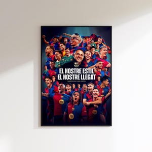 Pôster do campeão do Barcelona, pôster do Barcelona para presente, arte impressa para torcedores de futebol, decoração de futebol para torcedores do Barcelona, campeão da La Liga, 2025, Barça