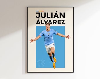 Julian Alvarez Poster, Manchester City Poster Minimalist, Julian Alvarez Print Art, Office Wall Art, Gift Poster, Football Poster