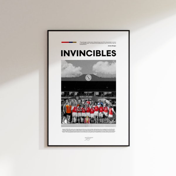 Arsenal Invincibles Poster, Arsenal Poster Gift, Football Fan Wall Art Print, Football Decor of Arsenal Fan, Minimal Football Art.