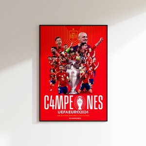 Campeón de España Euro 2024 - España, España Euro 2024, regalos Euro 2024, arte de pared de fútbol, cartel de la Eurocopa 2024, cartel de fútbol de la selección de España,
