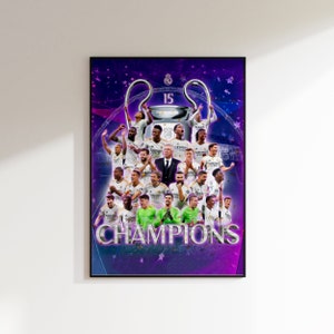 Real Madrid Champion Poster, Real Madrid Poster Gift, Football Fan Art Print, Football Decor of Real Madrid Fan, Champions League Champion