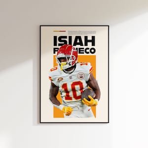 Impresión de Isiah Pacheco, póster de Isiah Pacheco, imprimible de Isiah Pacheco, impresión del Super Bowl, Kansas City Chiefs DESCARGA INSTANTÁNEA