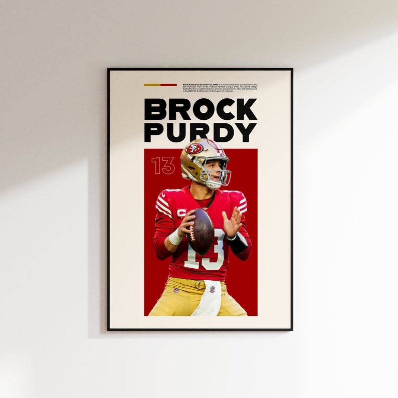 Brock Purdy Poster, NFL Minimalist, Brock Purdy Print Art, Office Wall Art, Bedroom Art, Gift