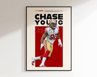 Chase Young Poster, NFL Minimalist, Chase Young Print Art, Office Wall Art, Bedroom art, Gift Poster, San Francisco 49ers.
