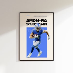Amon Ra St. Brown Poster, NFL Minimalist, Amon Ra St. Brown Print Art, Bedroom art, Gift Poster, Detroit Lions, Minimal NFL Poster,