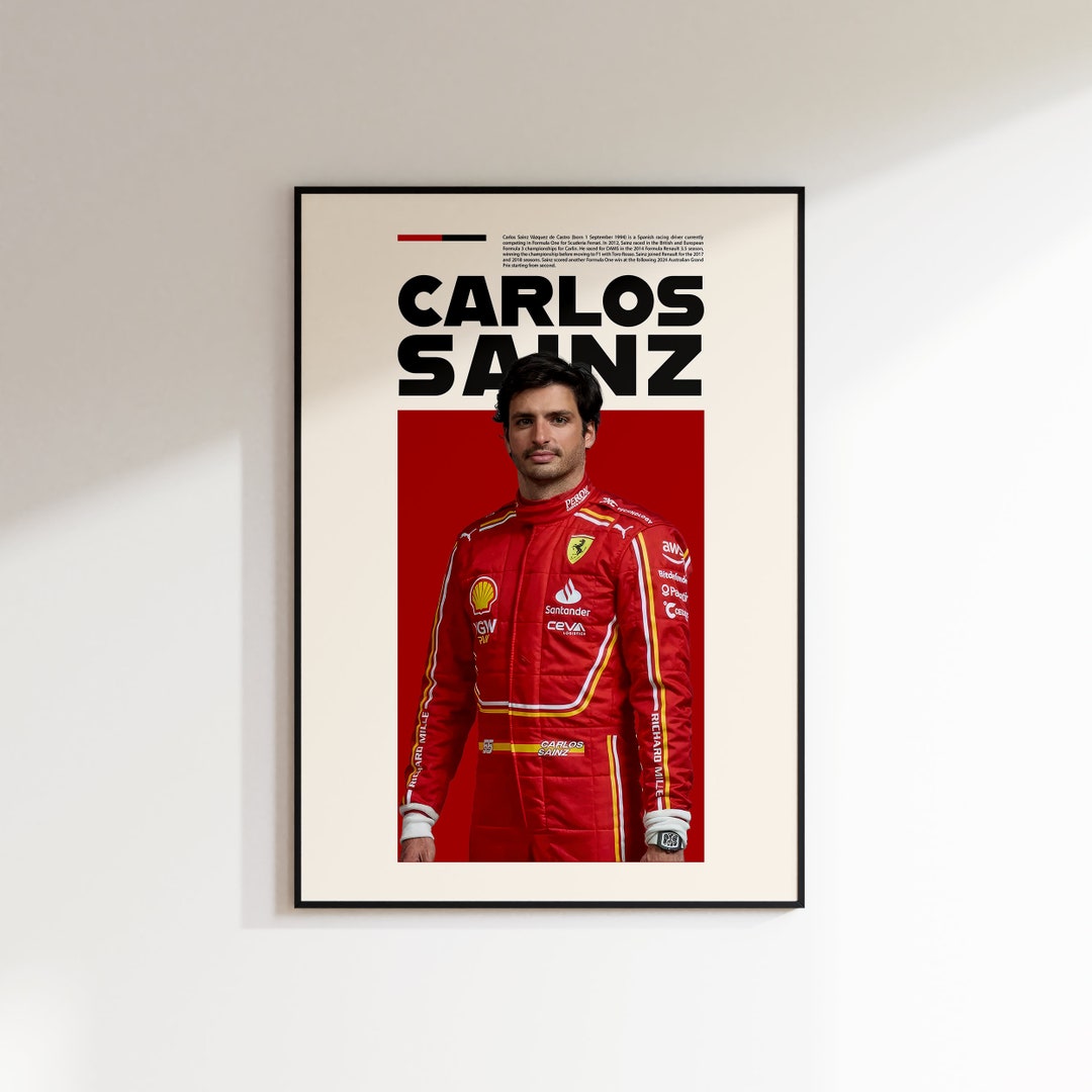 Carlos Sainz Poster, Ferrari F1 Minimalist, Carlos Sainz Print Art ...