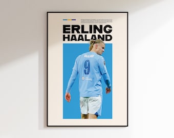 Erling Haaland Poster, Manchester City Poster Minimalist, Erling Haaland Print Art, Office Wall Art, Gift Poster, Football Poster