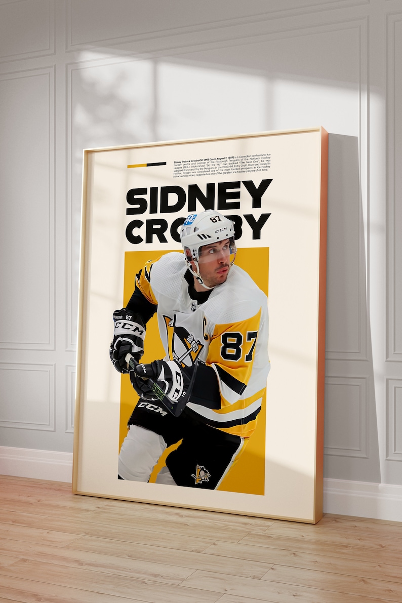 Sidney Crosby Poster, NHL Minimalist, Sidney Crosby Print Art, Office Wall Art, Bedroom art, Gift Poster, Pittsburgh Penguins image 2