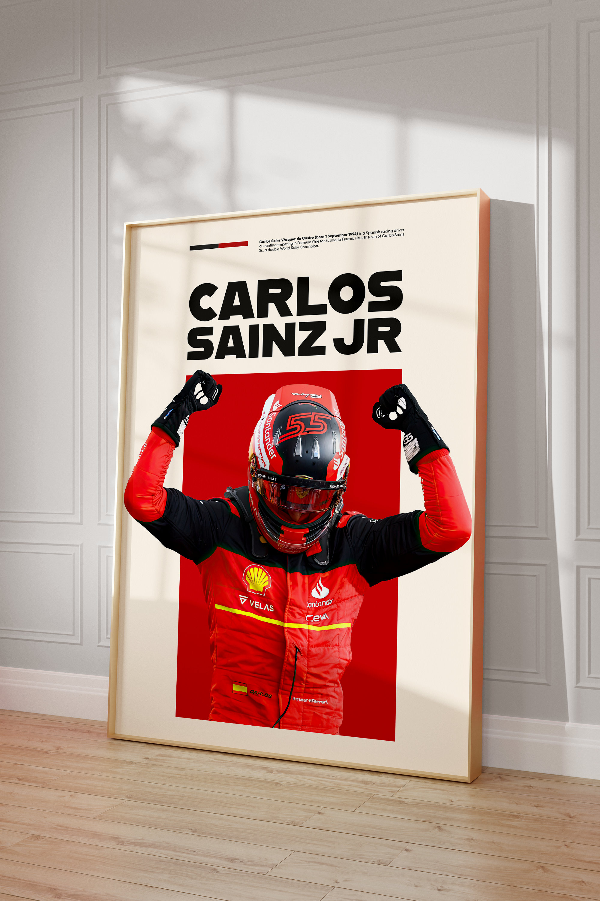 Carlos Sainz Poster, Ferrari F1 Minimalist, Carlos Sainz Jr