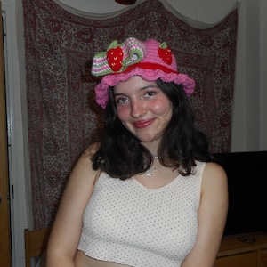 Crocheted Strawberry Shortcake Bucket Hat