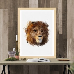 Printable Watercolor Lion, Lion of Judah, Nursery Wall Art, (BONUS B&W VERSION), original paintings, hand painted original design, lion art