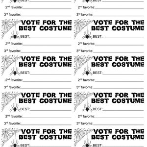 Herunterladbare Halloween-Kostüm-Wahlabstimmung-Stimmzettel Sofortiger Download sofort