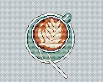 Coffee Cup Cross Stitch Pattern: Beginner Easy Chart (PDF Pattern)