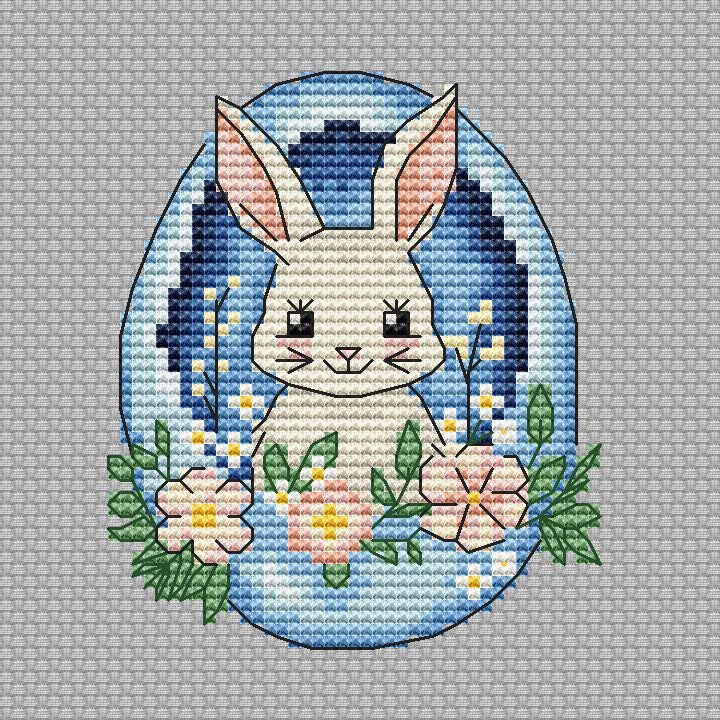 Easter Bunny in Egg Cross Stitch Pattern PDF, Modern Easter Rabbit ...