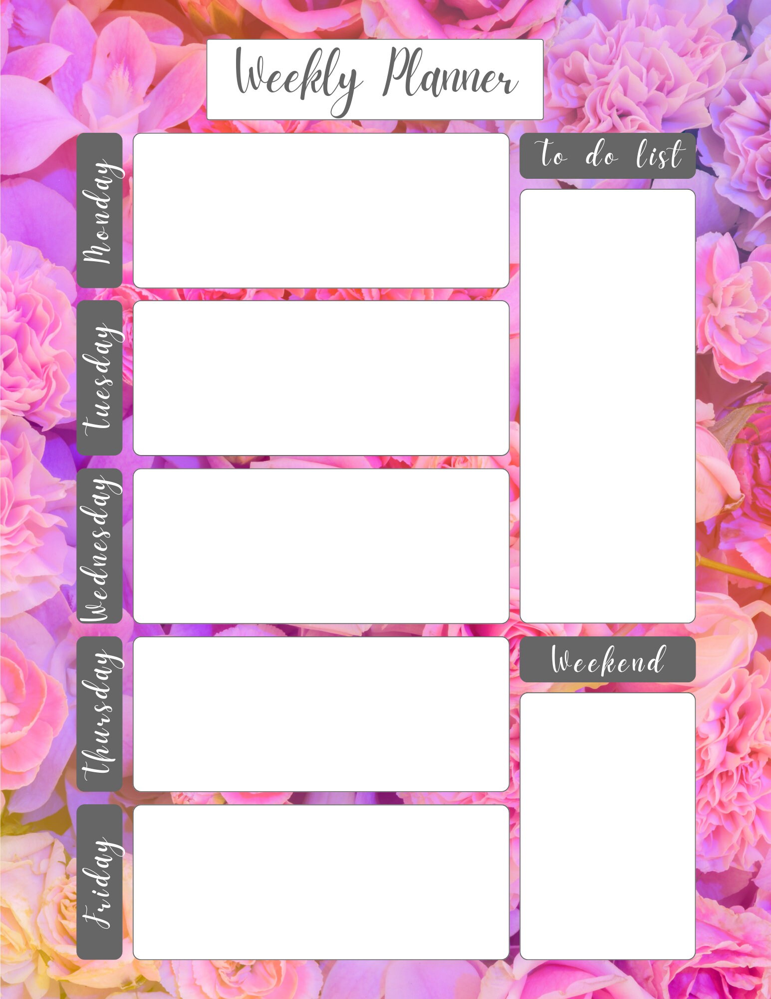 Floral Weekly Planner - Etsy