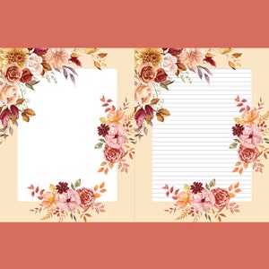Papelería de flores, Diario basura floral, Diario basura rosa, Papel de carta de flores, Papelería forrada, Papelería en blanco