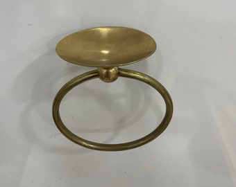 Elegant Brass Hand Towel Holder and Circle Rack Set - Bathroom Towel Organization,Unlacquered brass towl holder bathromm decor.