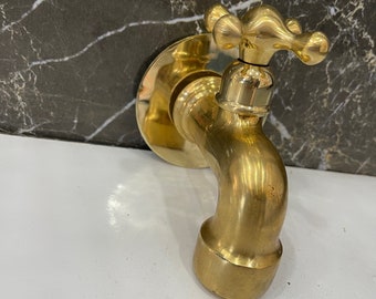 Moroccan Vintage Brass Faucet for Outdoor Spaces,Garden Nostalgia: Wall-Mounted Solid Brass Water Faucet