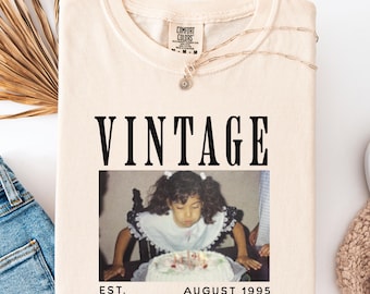 Personalized Photo Birthday Party Shirt, Custom Picture Tee, Matching Crewnecks Whit Vintage Photo.