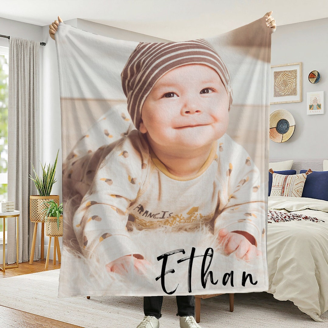 Custom Photo Blanket, Personal Blanket Gift, Custome Baby Name Blanket